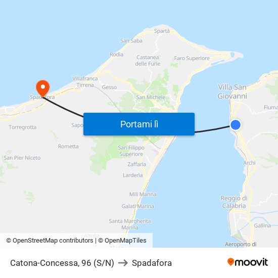 Catona-Concessa, 96 (S/N) to Spadafora map