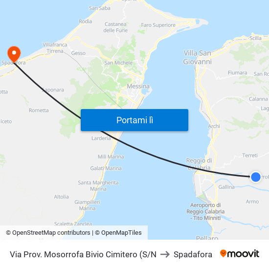 Via Prov. Mosorrofa  Bivio Cimitero (S/N to Spadafora map