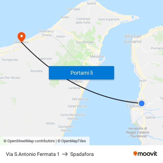 Via S.Antonio  Fermata 1 to Spadafora map