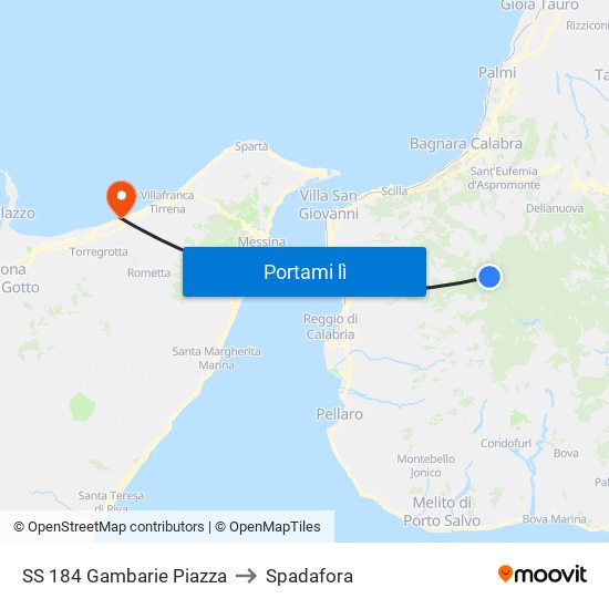 SS 184  Gambarie Piazza to Spadafora map