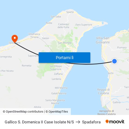 Gallico S. Domenica II Case Isolate N/S to Spadafora map