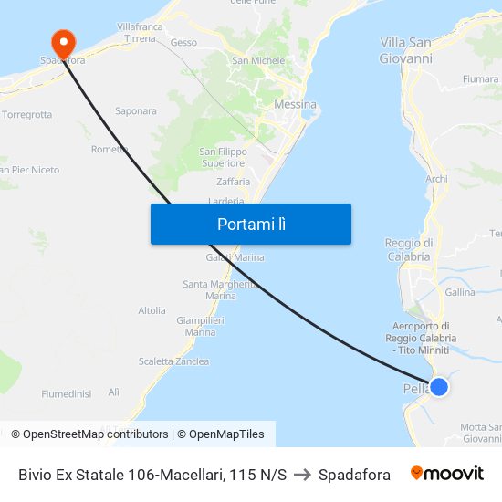 Bivio Ex Statale 106-Macellari, 115 N/S to Spadafora map