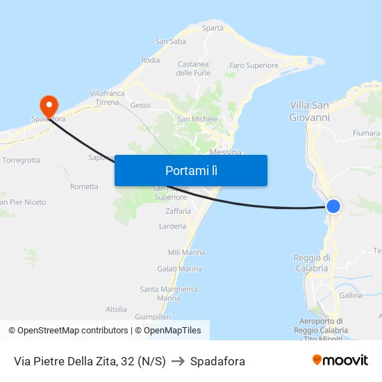 Via Pietre Della Zita, 32  (N/S) to Spadafora map