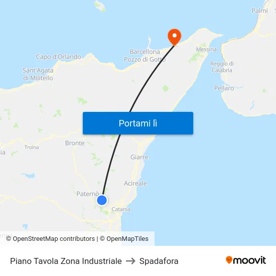 Piano Tavola Zona Industriale to Spadafora map