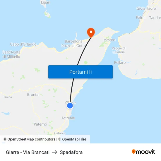 Giarre - Via Brancati to Spadafora map