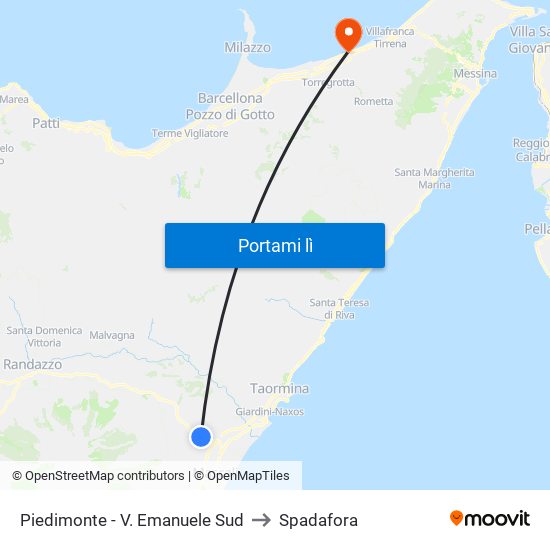 Piedimonte - V. Emanuele Sud to Spadafora map