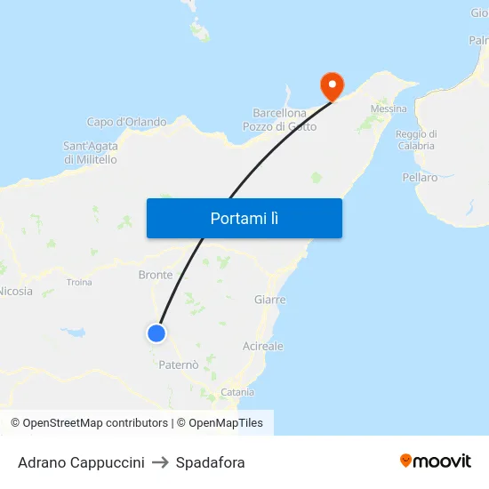 Adrano Cappuccini to Spadafora map