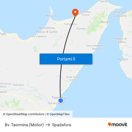 Bv. Taormina (Molior) to Spadafora map