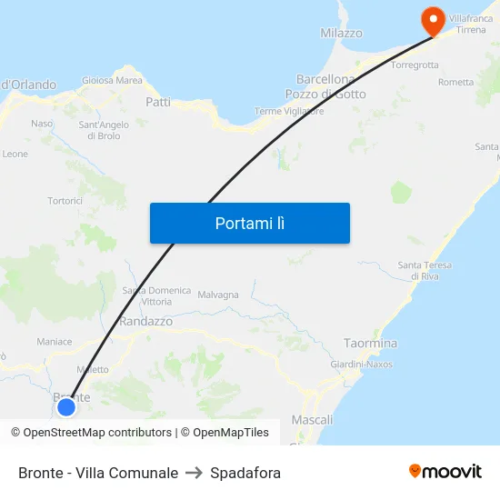 Bronte - Villa Comunale to Spadafora map