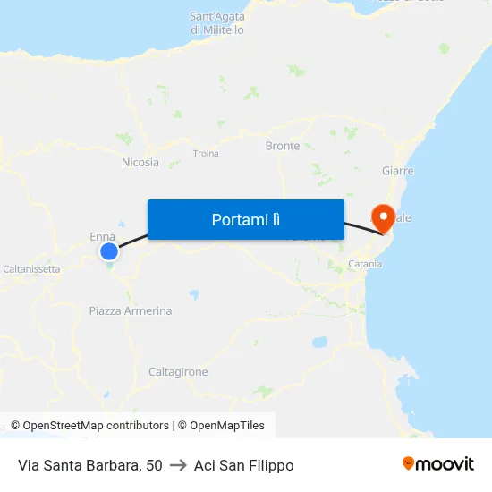 Via Santa Barbara, 50 to Aci San Filippo map