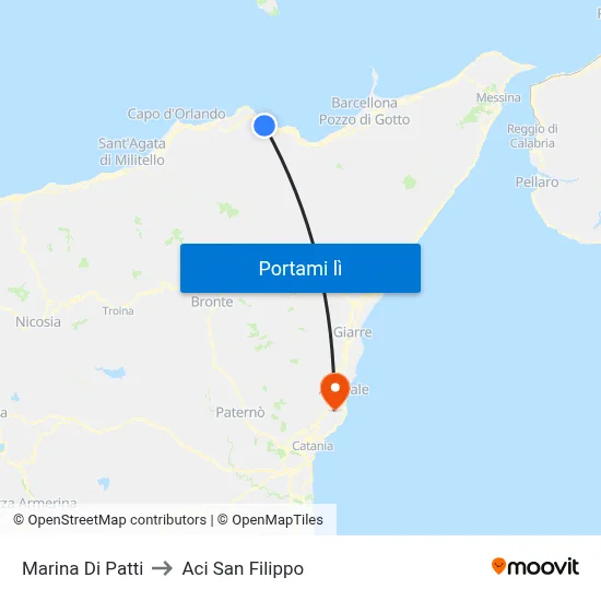 Marina Di Patti to Aci San Filippo map