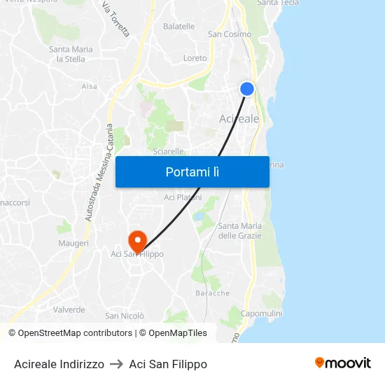 Acireale Indirizzo to Aci San Filippo map