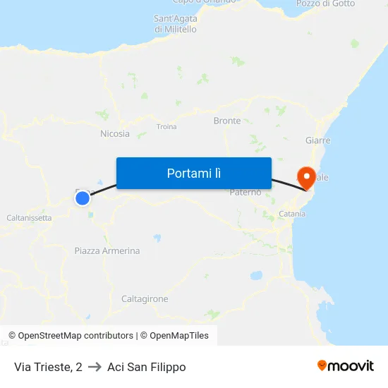 Via Trieste, 2 to Aci San Filippo map