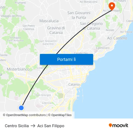 Centro Sicilia to Aci San Filippo map
