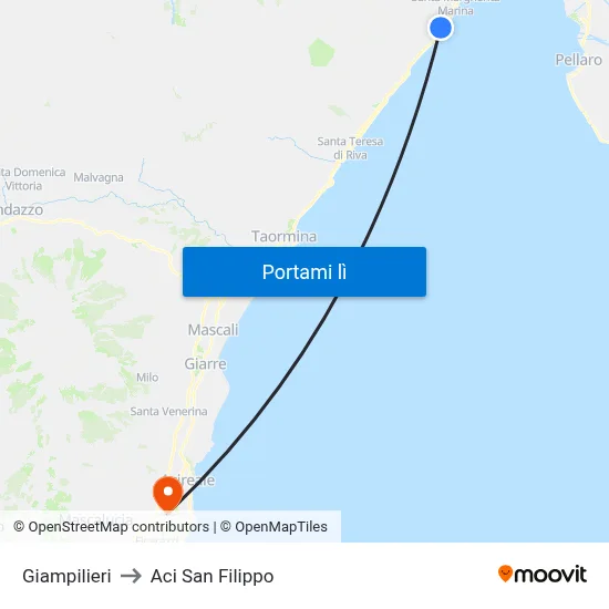 Giampilieri to Aci San Filippo map