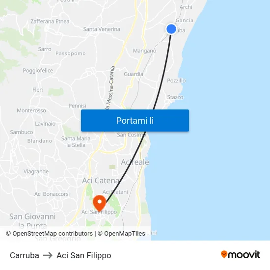 Carruba to Aci San Filippo map