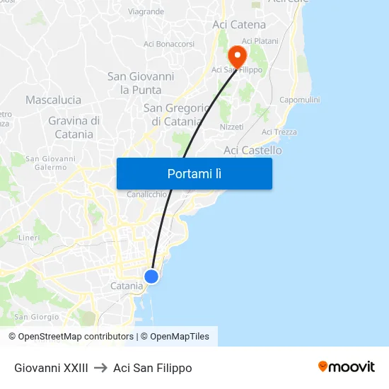Giovanni XXIII to Aci San Filippo map