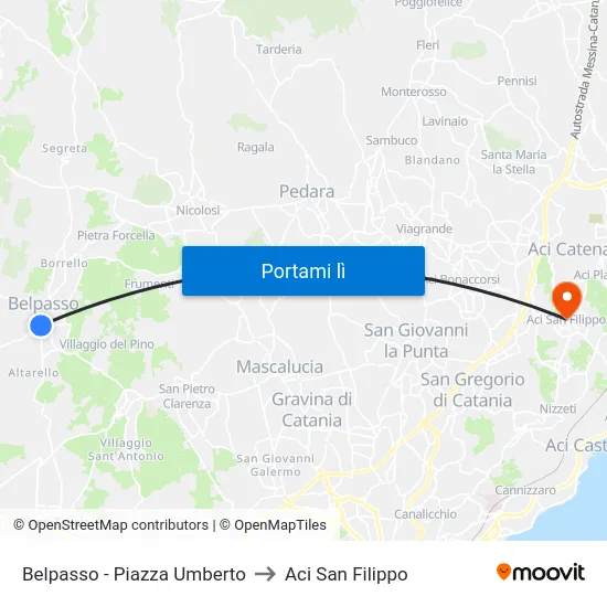Belpasso - Piazza Umberto to Aci San Filippo map
