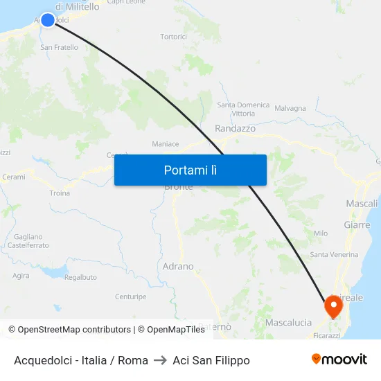 Acquedolci - Italia / Roma to Aci San Filippo map