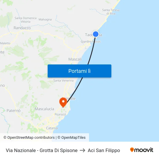 Via Nazionale - Grotta Di Spisone to Aci San Filippo map
