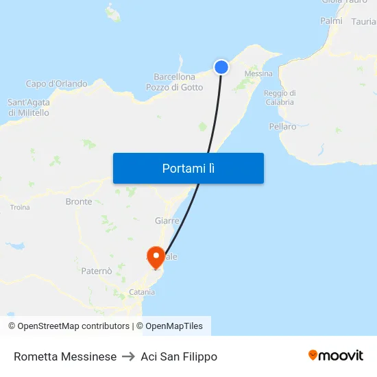 Rometta Messinese to Aci San Filippo map