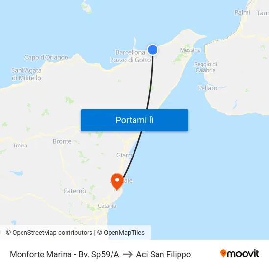 Monforte Marina - Bv. Sp59/A to Aci San Filippo map