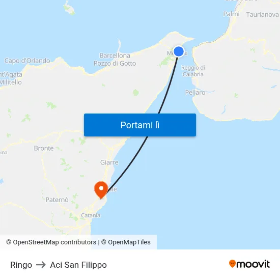 Ringo to Aci San Filippo map