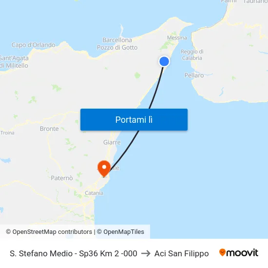 S. Stefano Medio - Sp36 Km 2 -000 to Aci San Filippo map