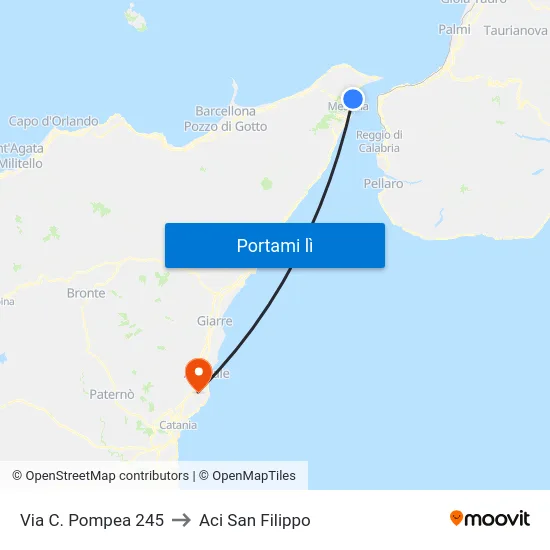Via C. Pompea 245 to Aci San Filippo map