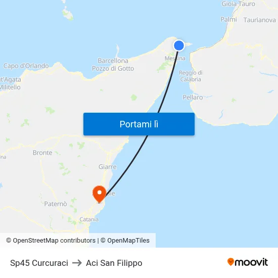 Sp45 Curcuraci to Aci San Filippo map
