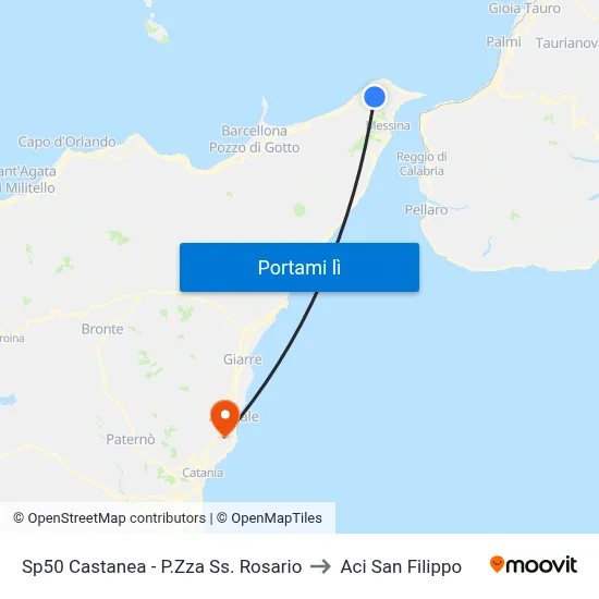 Sp50 Castanea - P.Zza Ss. Rosario to Aci San Filippo map