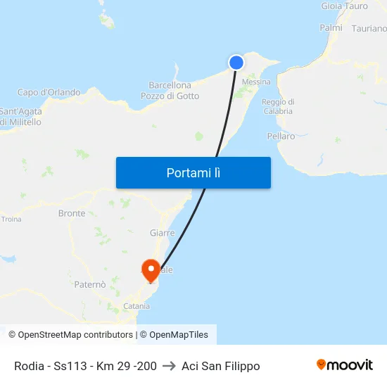 Rodia - Ss113 - Km 29 -200 to Aci San Filippo map