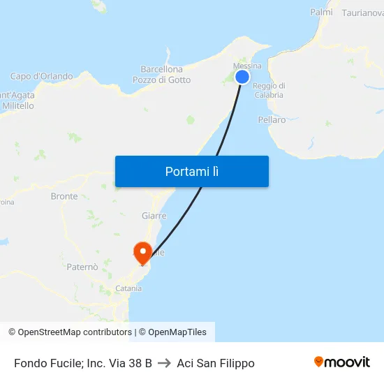 Fondo Fucile; Inc. Via 38 B to Aci San Filippo map