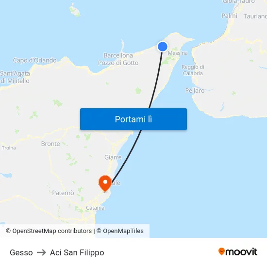 Gesso to Aci San Filippo map