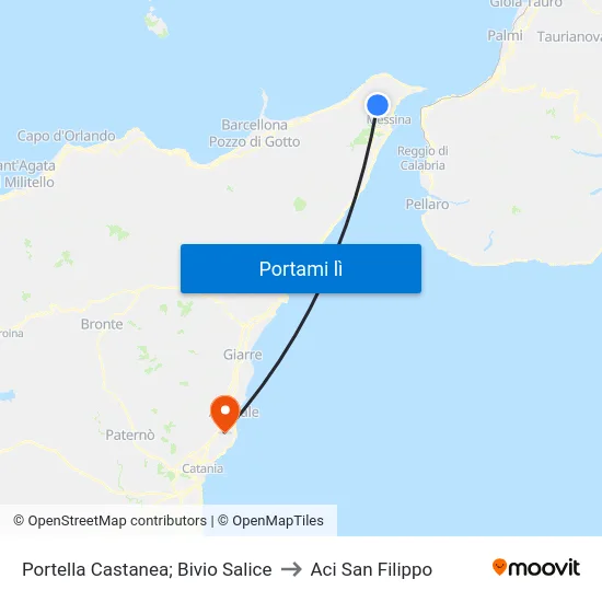Portella Castanea; Bivio Salice to Aci San Filippo map