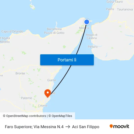 Faro Superiore; Via Messina N.4 to Aci San Filippo map