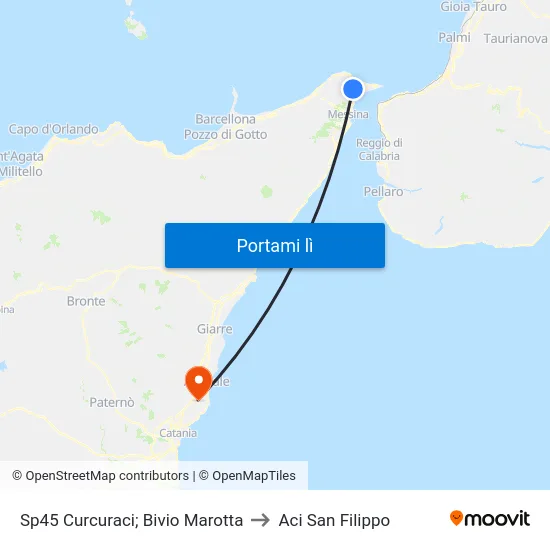 Sp45 Curcuraci; Bivio Marotta to Aci San Filippo map