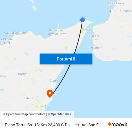 Piano Torre; Ss113; Km 23;400 C.Da Ziino to Aci San Filippo map