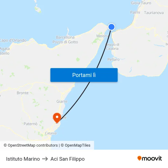 Istituto Marino to Aci San Filippo map