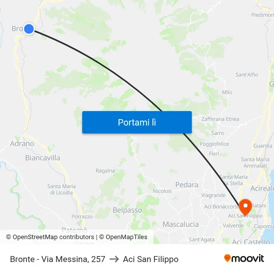 Bronte - Via Messina, 257 to Aci San Filippo map