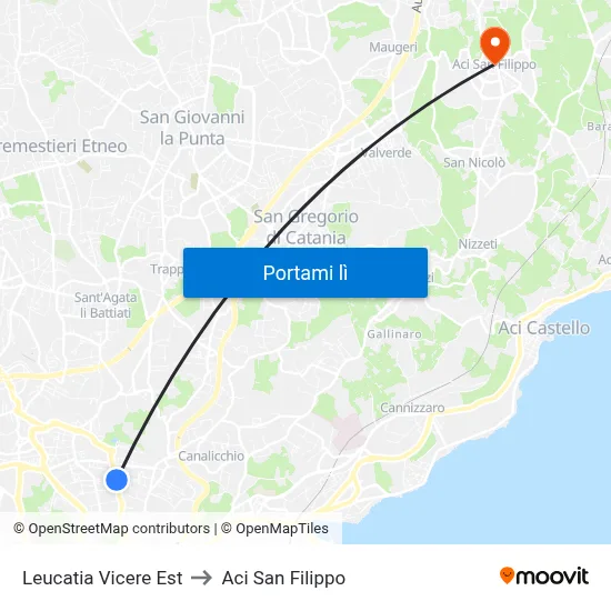 Leucatia Vicere Est to Aci San Filippo map