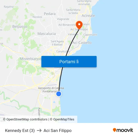 Kennedy Est (3) to Aci San Filippo map