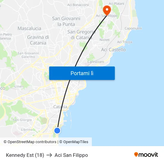 Kennedy Est (18) to Aci San Filippo map