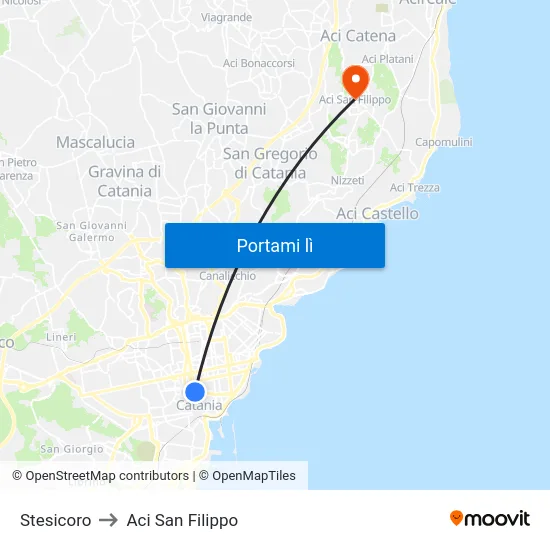 Stesicoro to Aci San Filippo map