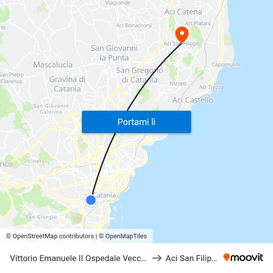 Vittorio Emanuele II Ospedale Vecchio to Aci San Filippo map