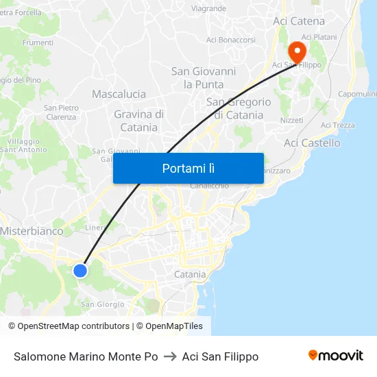 Salomone Marino Monte Po to Aci San Filippo map