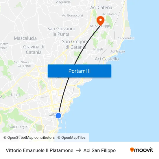 Vittorio Emanuele II Platamone to Aci San Filippo map