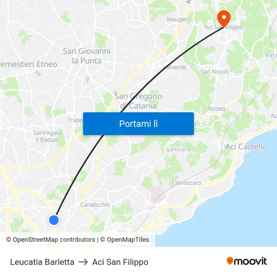 Leucatia Barletta to Aci San Filippo map