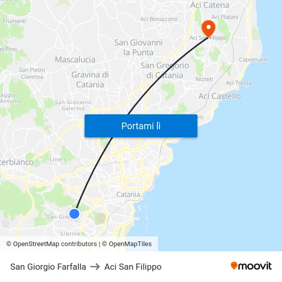 San Giorgio Farfalla to Aci San Filippo map