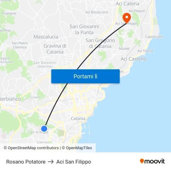 Rosano Potatore to Aci San Filippo map
